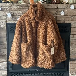 Boundless North, woman’s brown faux fur coat. NWT